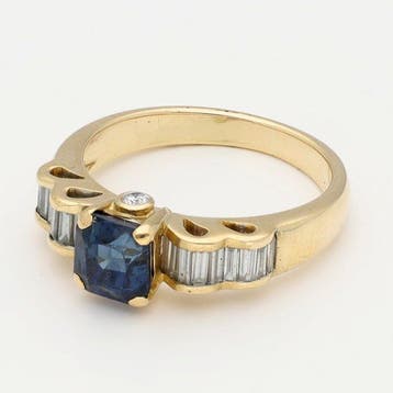 Bague - 18 carats Or jaune Saphir - Diamant, Bijoux, Sacs & Beauté