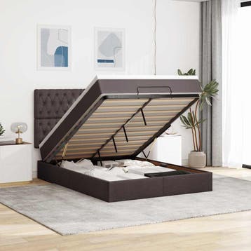 vidaXL Ottoman bed met matras 140x200cm stof donkerbruin, Verzenden, Nieuw