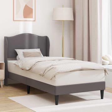 vidaXL Bedframe met hoofdeinde Grijs 90 x 200 cm Kunstleer, Verzenden, Nieuw