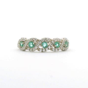 Smaragd - Zilver, S925 Zilveren Smaragd Art Deco-stijl Ring, Nieuw