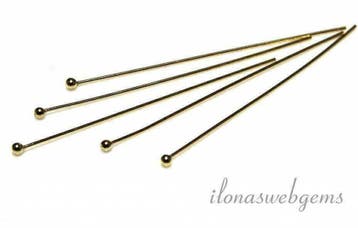 6 stuks Gold filled nietstift met bolletje ca. 40x0.5mm, Verzenden, Overige typen