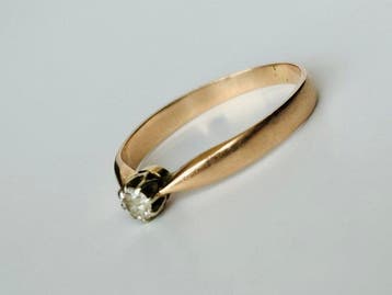 Bague - 14 carats Or rose, Anneau solitaire en diamant, Nieuw