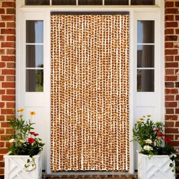 vidaXL Vliegengordijn 118x220 cm chenille okerkleurig en wit, Verzenden