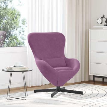vidaXL Eivormige stoel Paars 63 x 73 x 90 cm Fluweel, Huis en Inrichting, Fauteuils, Verzenden, Nieuw