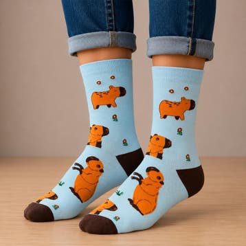 Sokken Katoen - Capybara Print - Bruin Blauw - Maat 38-45, Vêtements | Femmes, Chapeaux & Casquettes