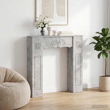 vidaXL Haardombouw Betongrijs 102 x 20 x 102 cm Bewerkt hout, Verzenden, Nieuw