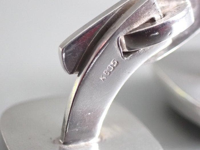 Zilver - Manchetknopen - Onyx, Antiek en Kunst, Kunst | Designobjecten