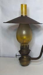 Tafellamp - Messing, Glas - kerosinelamp