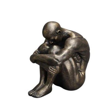 sculptuur, Contemplative Male Figure Sculpture – Bronze