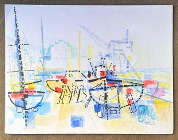 Jean Pierre Collin (1935-2025) - Bateau au port industriel