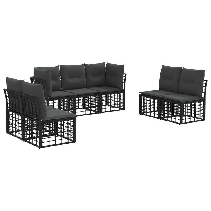 vidaXL Buiten bank set Zwart Polyester, Jardin & Terrasse, Ensembles de jardin, Envoi