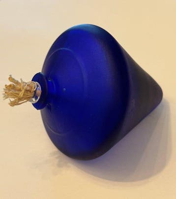 Holmegaard - Petroleumlamp - kobaltblauw glas - Kerosinelamp