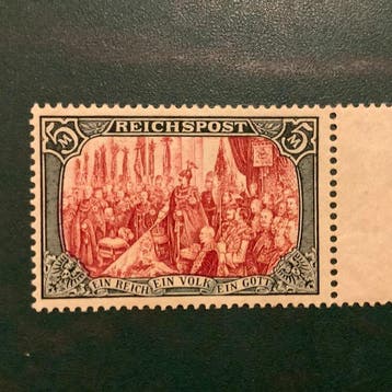 Duitse Rijk 1900 - 5 Mark Reichspost type III met velrand -, Postzegels en Munten, Gestempeld