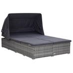 vidaXL Ligbed met kussen 2-persoons poly rattan grijs, Verzenden, Nieuw