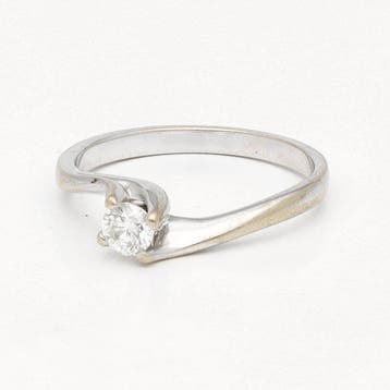 Ring - 18 karaat Witgoud Diamant (Natuurlijk) - Solitair, Bijoux, Sacs & Beauté