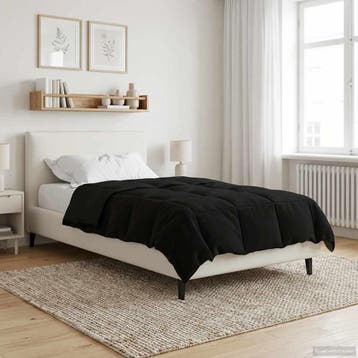 vidaXL Volledig Jaar Dekbed 140 x 220 cm 4 seizoenen Zwart, Verzenden