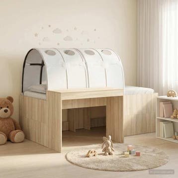 vidaXL Bed met Tunnel 3 st Sonoma Eiken en Zwart, Verzenden