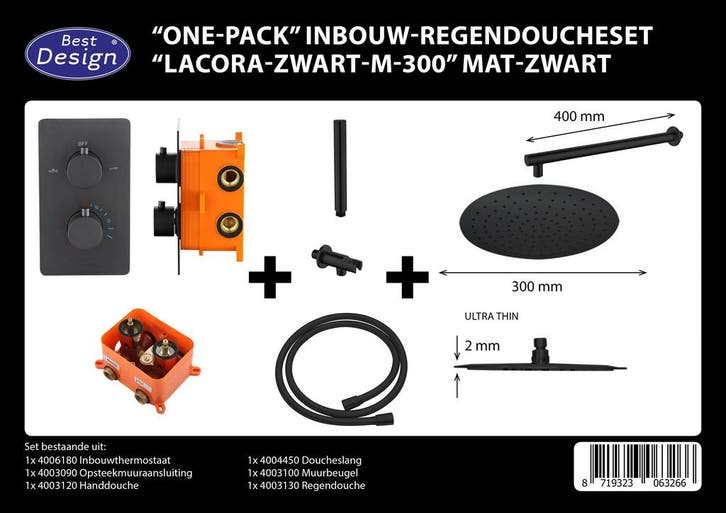 One-Pack inbouw-regendoucheset Muuruitloop 300mm Rond Mat, Bricolage & Construction, Sanitaire, Enlèvement ou Envoi
