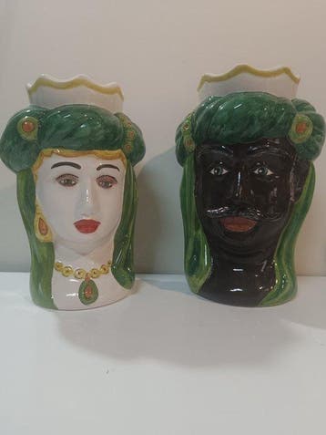 me stesso - sculptuur, Teste di moro - 28 cm - Caltagirone -