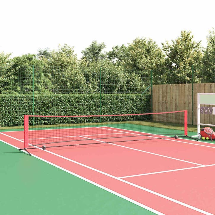vidaXL Tennisnet Zwart en Rood 494,5 x 90 x 87 cm Polyester, Sport en Fitness, Tennis, Nieuw, Verzenden