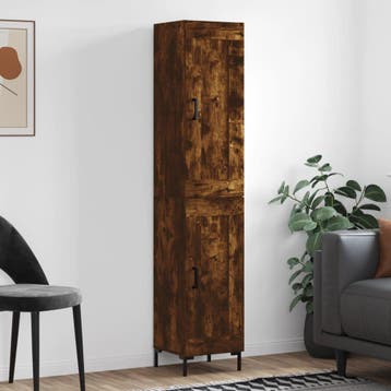 vidaXL Hoge kast 34,5x34x180 cm bewerkt hout gerookt, Verzenden, Nieuw