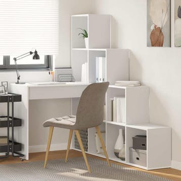vidaXL Hoekbureau met plank Wit 101,5 x 149,5 x 149,5 cm, Verzenden, Nieuw