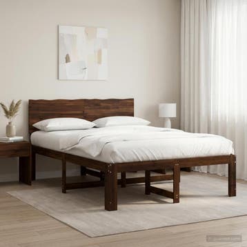 vidaXL Tweepersoonsbed met hoofdbord ROSTOCK Donkerbruin 120, Huis en Inrichting, Verzenden, Nieuw