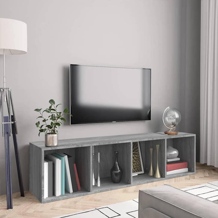 vidaXL Boekenkast / tv-meubel 143x30x36 cm grijs sonoma, Huis en Inrichting, Kasten | Wandmeubels, Nieuw, Verzenden
