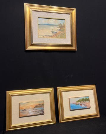 Italiaanse school (XX) - Tris di Marine e Scorci Costieri