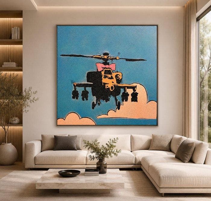 Timo Wedell - Banksys Helikopter - XXL - Street Art Style, Antiek en Kunst, Kunst | Schilderijen | Modern