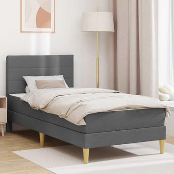 vidaXL Bedframe 90 x 200 cm Donkergrijs, Huis en Inrichting, Slaapkamer | Matrassen en Bedbodems, Verzenden, Nieuw