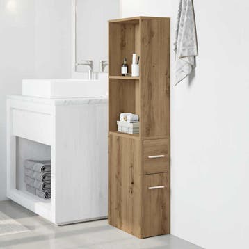 vidaXL Badkamerkast smal met wielen bewerkt hout artisanaal, Huis en Inrichting, Verzenden, Nieuw