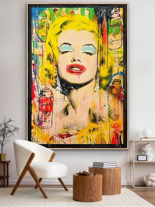 Joaquim Falco - MARILYN GRAFFITER XXL. Fluor paint, Antiek en Kunst, Kunst | Schilderijen | Modern