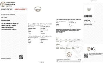 Ring - 18 karaat Witgoud - 1.16ct. tw. Diamant (Natuurlijk)