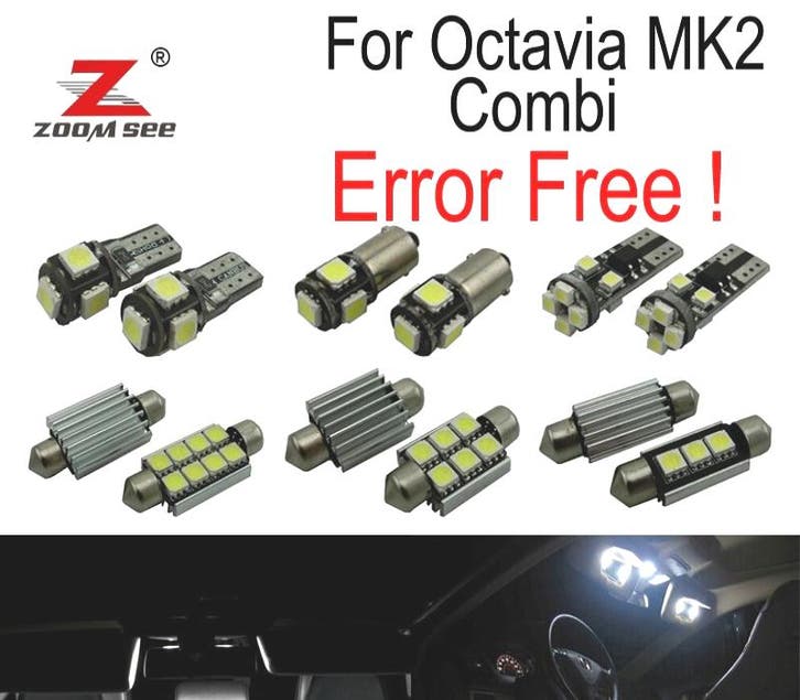 Kit 18 Ampoules Led Intérieur Pour Skoda Octavia 2 Mk2 Mkii, Auto-onderdelen, Verlichting, Verzenden