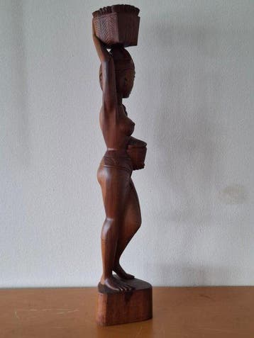 Balinese vrouw met fruitmanden - sculptuur - Indonesië, Antiek en Kunst