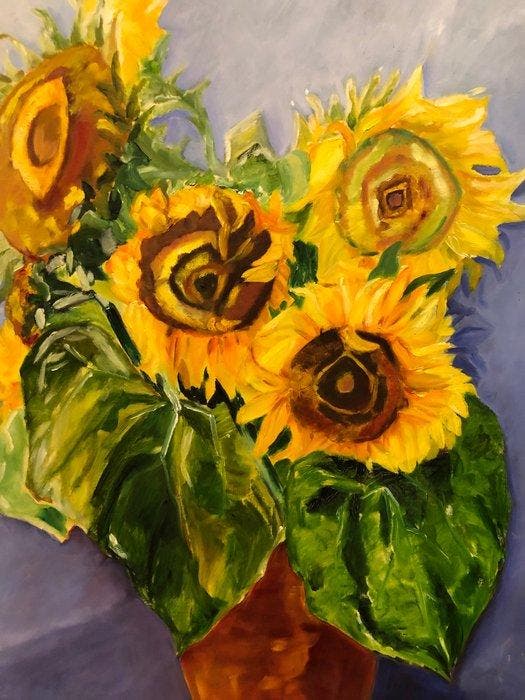 École Européene (XX) - Mes Amis les Tournesols, II, Antiek en Kunst, Kunst | Schilderijen | Klassiek