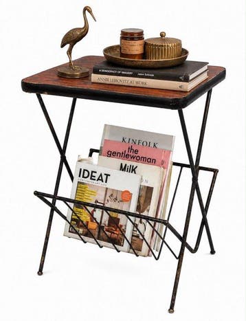 Tijdschriftenhouder - Metaal, Fineer - Vintage, Antiek en Kunst