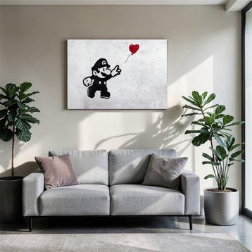 Naro - Canvas [XL] - Mario & the Red Heart Balloon – Banksy, Nieuw