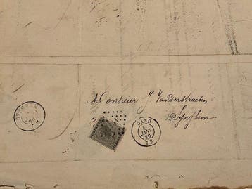 België 1865/1866 - Leopold I Profiel : Collectie brieven 10c, Gestempeld