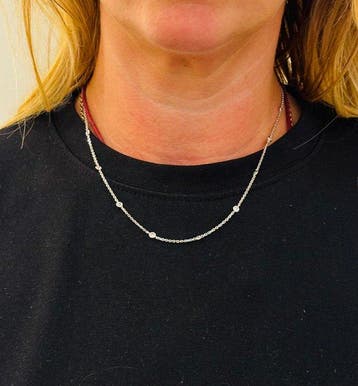 Collier - 18 carats Or blanc - 1.12ct. tw. Saphir, Bijoux, Sacs & Beauté