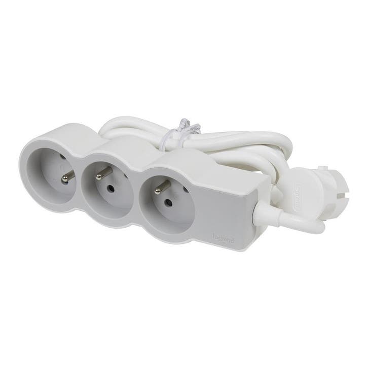 Legrand Standaardstopcontact 3x2P met 3m kabel Wit-Grijs, Doe-het-zelf en Bouw, Elektriciteit en Kabels, Verzenden