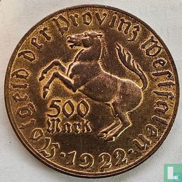 Westfalen 500 mark 1922 Freiherr vom Stein, Verzenden, Losse munt