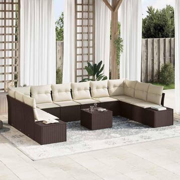 vidaXL Tuinbank Set 10 st 9-Aantal zitplaatsen Bruin en, Verzenden, Nieuw