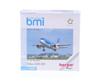 Schaal 1:500 Herpa 513036 bmi - british midland Airbus A3..., Ophalen of Verzenden
