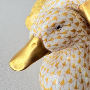Herend - Beeldje - Large 12” Loving Duck Pair - Rust Fishnet, Antiek en Kunst