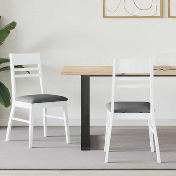 vidaXL Eetstoelen 2 st Massief Rubberhout Wit en grijs 43 x, Verzenden, Nieuw
