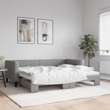 vidaXL Slaapbank met onderschuifbed 90x200 cm stof, Verzenden
