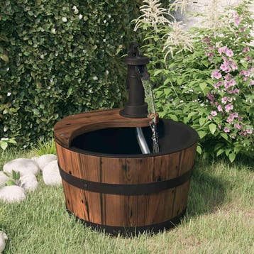 vidaXL Waterfontein met pomp 28x28x34,5 cm massief vurenhout, Tuin en Terras, Verzenden, Nieuw