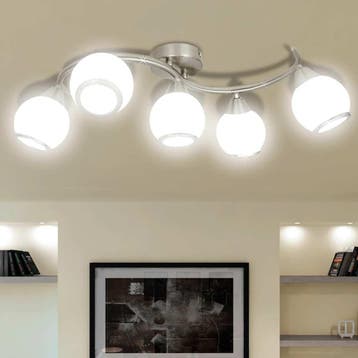 vidaXL Plafondlamp met glazen kappen + golvende rail, Huis en Inrichting, Verzenden, Nieuw